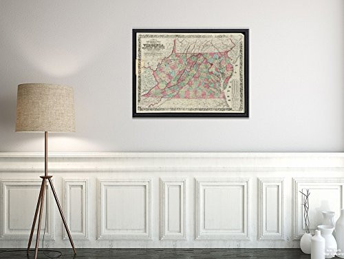1863 Map Virginia|West Virginia|Maryland|Delaware Colton's New Topographical of The States of Vir|Historic Antique Vintage Reprint|Ready to Frame