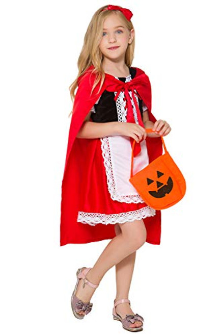Soyoekbt Little Red Riding Hood Costume for Girls Kids Halloween Cosplay Costume 9-10 Years 140cm