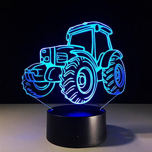Tractor 3D Night Light, 7 Colors Changing Optical Illusion Touch Table Desk Lamp, Perfect Gifts for Kids Home Decoration LED Lamp