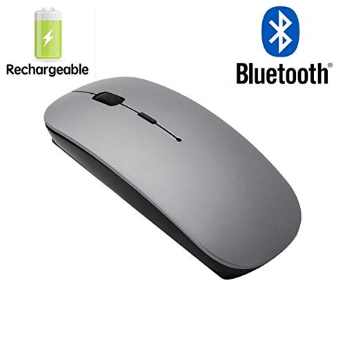 Quiet Wireless Bluetooth Mouse Rechargeable - Mini Gaming Mouse Computer Mouse with 3 Adjustable DPI Level (800DPI,1200DPI,1600DPI),Compatible with PC, Mac, Desktop and Laptop(Silver) (BT 1 Grey)