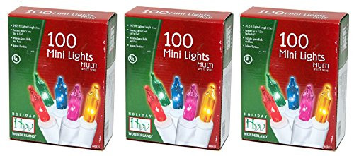 Noma/Inliten Holiday Wonderland's 100 Count Multi Color Christmas Light Set, White Wire (Pack of 3)