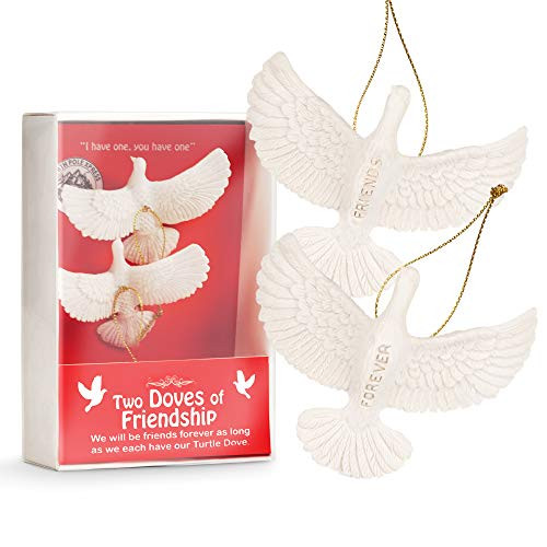 NorthPoleXpress Turtle Doves Friendship Christmas Ornaments - Set of Two Doves Engraved with Friends Forever - Two Turtle Dove Ornament from Home Alone 2 Lost in York