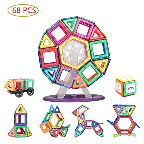 Wiviw Magnet Building Tiles Blocks, Magnetic 3D Building Blocks Set for Kids Toddlers, Magnetic Educational Stacking Blocks Boys Girls Toys (68 Pcs) Wiviw Magnet Building Tiles Blocks, Magnetic 3D Building Blocks Set for Kids Toddlers, Magnetic Educational Stacking Blocks Boys Girls Toys (68 Pcs)