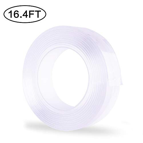 Washable Adhesive Tape NanoTape 5M/16.4Ft, ZC GEL Reusable Multifunctional Double Sided Adhesive Tape, Free to Remove, Traceless, for Paste Photos and Posters, Fix Carpet mats, Paste Items etc