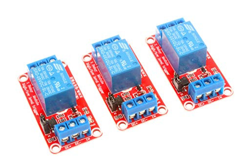 NOYITO 1 Channel Relay Module With Isolated Optocoupler 5V 12V 24V High Low Level Trigger Module Triggered (Pack of 3) (12V, Red)