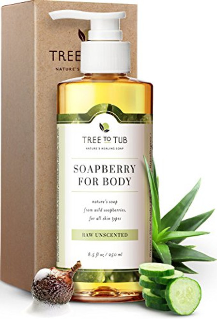 Gentle, Sensitive Skin Body Wash. The Only pH 5.5 Balanced Fragrance Free Body Wash for Allergic Skin  Eczema Body Wash for Women and Men, Made with Organic Wild Soapberries, 8.5 ozby Tree To Tub
