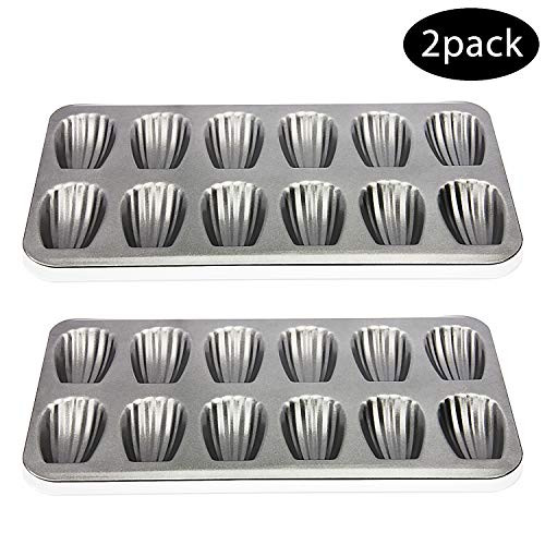 Madeleine Pan, OAMCEG 2 Pack 12-cup Heavy Duty Shell Shape Baking Cake Nonstick Mold Pan, FDA Approved for Oven Baking Madeleine Pan, OAMCEG 2 Pack 12-cup Heavy Duty Shell Shape Baking Cake Nonstick Mold Pan, FDA Approved for Oven Baking