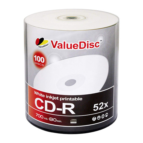 Value Disc CD-R 80min 700MB 52X White Inkjet Printable 100 Pack Value Disc CD-R 80min 700MB 52X White Inkjet Printable 100 Pack