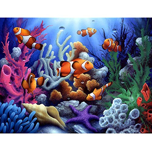 ?2019 Latest Diamond Painting?5D DIY Diamond Painting Kit,Full Diamond Cross Stitch Craft kit Embroidery Rhinestone Cross Stitch Arts Craft?Family, Room, Living Room, Kitchen (Underwater World)