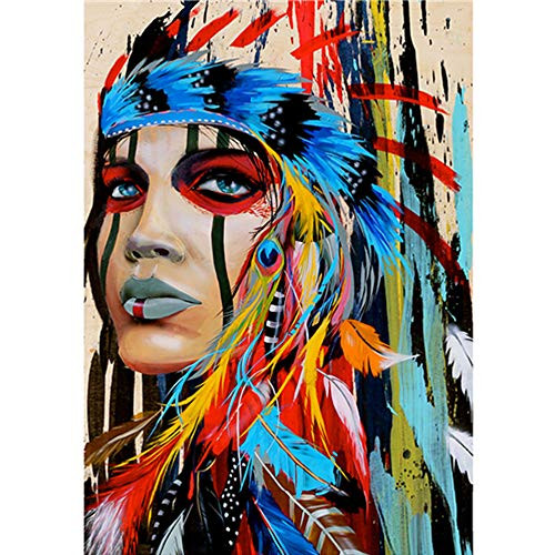 ?2019 Latest Diamond Painting?5D DIY Diamond Painting Kit,Full Diamond Cross Stitch Craft kit Embroidery Rhinestone Cross Stitch Arts Craft?Family, Room, Living Room, Kitchen (Indian Girl)