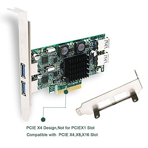 FebSmart 4 Port PCI Express (PCIe) Superspeed USB 3.0 Card Adapter,2 Dedicated 5Gbps Channels 10Gbps Total Banwidth,Build in Self-Powered Technology,No Need Additional Power Supply (FS-2C-U4-Pro)