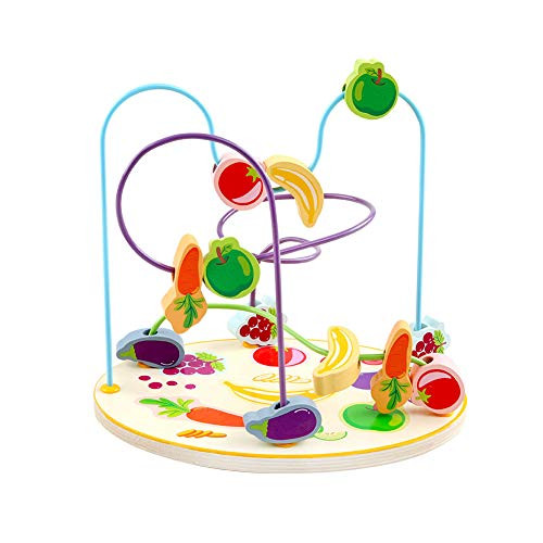 GEMEM Wooden Beads Maze Fruit Toddler Roller Coaster Educational Baby First Toys for 1 2 3 Years Old Boys Girls