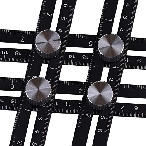 OLRIKE Universal Multi Angle Measuring Ruler, Multi Function Full Aluminum Alloy Template Tool/Layout Tool Msurement Angle Measuring Ruler Template Tools for Craftsmen, Builders, Handymen,DIY (Blac
