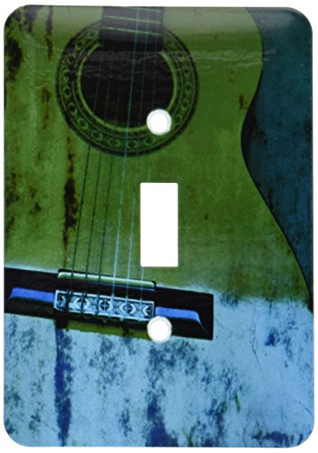 3dRose lsp_29251_1 Yellow and Aqua Guitar Music Toggle Switch Multi-Color