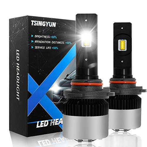TSINGYUN LED Headlight Bulbs Conversion Kit,9012/HIR2 LED Bulbs High/Low Beam All-in-One Adjustable Beam 9600LM 6000K Cool White - 2 Year Warranty (2 pack)