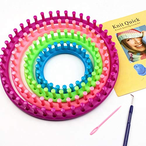 Round Knitting Looms Set with Hook Needle Knitting Board Looms Craft Kit Tool Weave Loom Kit Knitting Circle Looms Yarn Cord Knitter