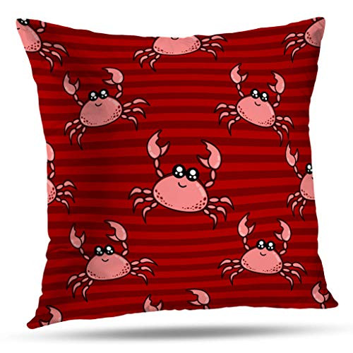 ONELZ 2 Sided Nautical Red Crab Square Decorative Throw Pillow Case, Fashion Style Zippered Cushion Pillow Cover 18X18 inch