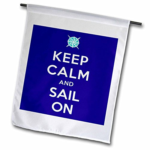 3dRose fl_193556_1 Keep Calm Ad Sail On. Navy. Garden Flag, 12 by 18-Inch