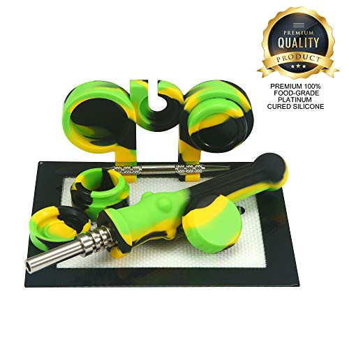 Ornate Ocean Silicone Honey Straw 6.5" Black/Green Kit