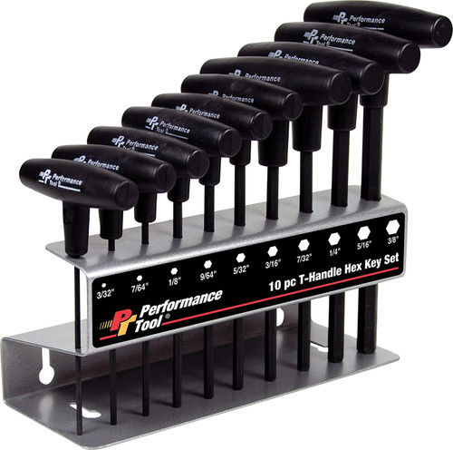Performance Tool W80274 SAE T-Handle Hex Key Set, 10-Piece
