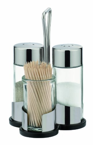 Tescoma Salt-Pepper and Toothpick Dispenser Set with caddy