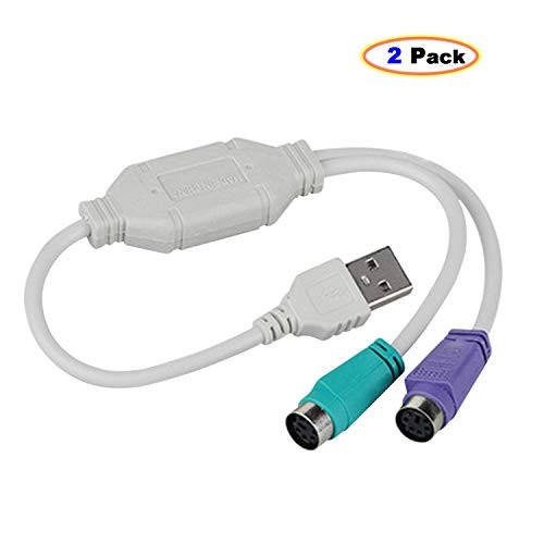 OUOU USB to PS/2 Adapter USB to PS 2 Converter-for Keyboard and Mouse with PS2 Interface - [2-Pack]