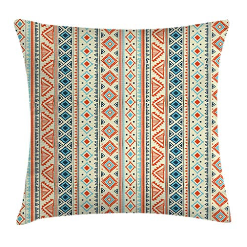 Ambesonne Tribal Throw Pillow Cushion Cover, Mexican Style Aztec Patterned Retro Hand Drawn Design Abstract, Decorative Square Accent Pillow Case, 20" X 20", Blue Orange Ivory Ambesonne Tribal Throw Pillow Cushion Cover, Mexican Style Aztec Patterned Retro Hand Drawn Design Abstract, Decorative Square Accent Pillow Case, 20" X 20", Blue Orange Ivory