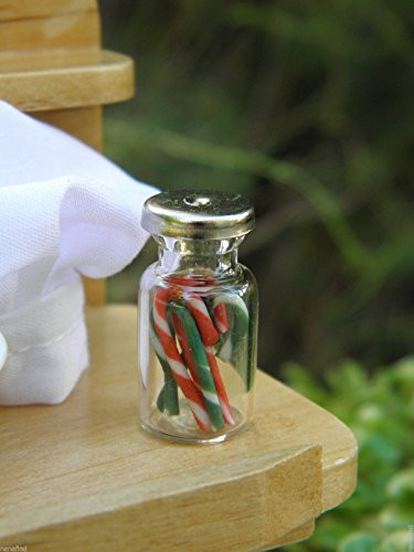 Miniature Dollhouse FAIRY GARDEN Accessories ~ CHRISTMAS Candy Cane Jar ~ NEW