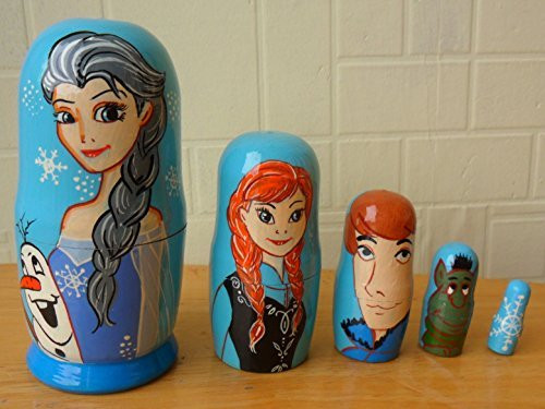 "Frozen" Russian nesting Doll Set of 5 piece. Hand-painted in Russia.