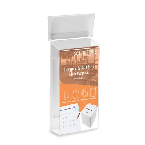 Source One Peel and Stick Outdoor Brochure Holder 4 Inches Wide Clear Acrylic Wall Mounting Literature Dispenser