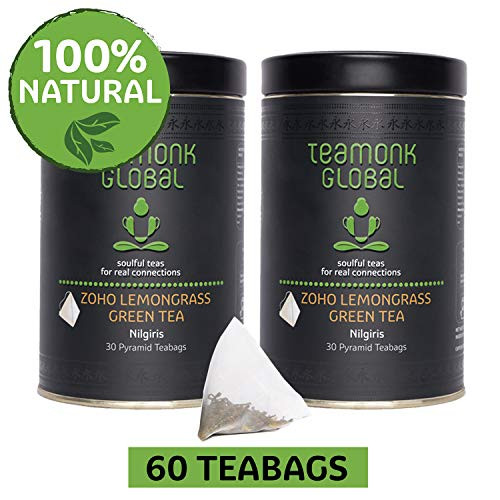 Nilgiri Lemongrass Green Tea, 60 Teabags-Pack of 2 (30 Teabags each) | Helps to Relax & Refresh | 100% Natural Lemongrass with Whole Leaf Green Tea | No Additives