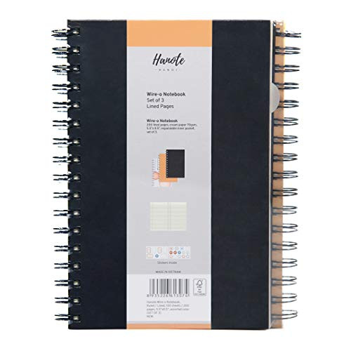 Hanote Spiral Notebook college ruled 5.5 x 8.5, Ruled/Lined, 100 Sheets / 200 Pages, Assorted Color (SET OF 3) Premium Lined Notebooks, Large Size Spiral Notebooks College Ruled For Men or Women.