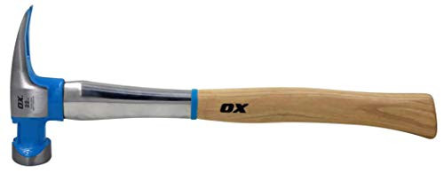 OX Tools Pro Hickory Hammer, Steel Reinforced, Claw, Framing, 22 Oz, Hickory Handle