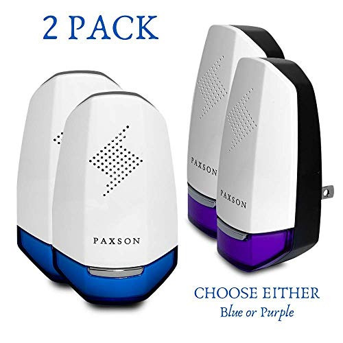 Paxson Premium Ultrasonic Pest Repeller Plug in Pest Reject (2 Pack) - Electric Pest Control to Repel Bed Bugs, Cockroach, Rat, Waterbug, Spider, Ant, and Flea (White & Purple)