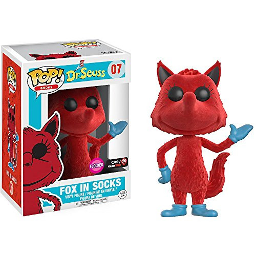 Funko Fox in Socks [Flocked] (GameStop Exclusive): Dr. Seuss x POP! Books Vinyl Figure & 1 POP! Compatible PET Plastic Graphical Protector Bundle [#007 / 13055 - B]