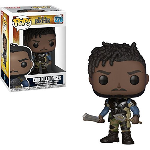 Erik Killmonger: Black Panther x Funko POP! Marvel Vinyl Figure & 1 PET Plastic Graphical Protector Bundle [#278 / 23350 - B]