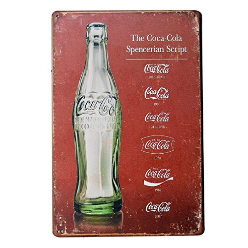 Coca-cola Script Heritage Tin Sign, Retro Vintage Coke Metal Posters, 8x12 in