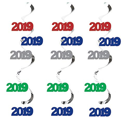 Creative Converting 331288case 2019 New Year's Dizzy Danglers, One Size, Multicolor