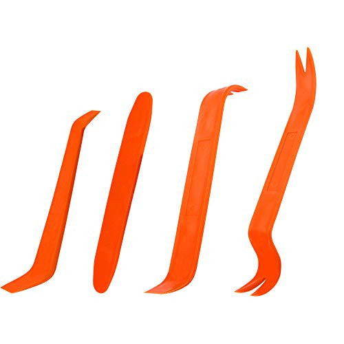 Senzeal 4pcs Auto Trim Removal Tool Kits Car Door Clip Panel Audio Video Dashboard Installer Pry Tools Orange