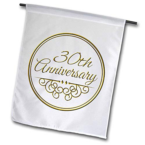 3dRose fl_154472_1 30th Gold Text for Celebrating Wedding Anniversaries 30 Years Married Together Garden Flag, 12 by 18-Inch