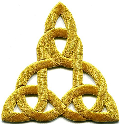 Celtic knot gold Irish goth biker tattoo retro magick embroidered applique iron-on patch new