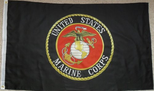 USMC Marine Corps FLAG, 3'x5' BLACK Marines Emblem American banner