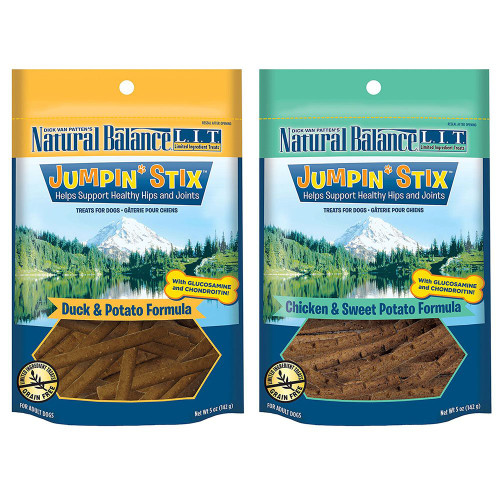 Natural Balance L.I.T. Limited Ingredient Treats Jumpin' Stix Dog Treats Variety Pack - 5 Ounces - 2 Flavors - Duck & Potato and Chicken & Sweet Potato (2 Pack)