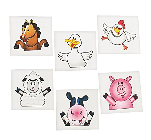 72 FARM ANIMAL/BARNYARD TATTOOS/Cow/DUCK/PIG/SHEEP/HORSE/CHICK/Birthday PARTY FAVORS/6 DOZEN 72 FARM ANIMAL/BARNYARD TATTOOS/Cow/DUCK/PIG/SHEEP/HORSE/CHICK/Birthday PARTY FAVORS/6 DOZEN