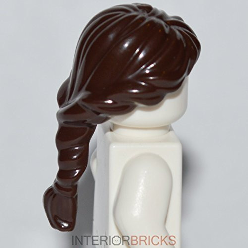 LEGO City Minifigure Hair, Dark Brown Female Ponytail Long French Braided, Quantity 1