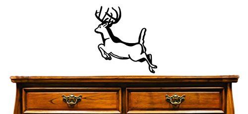 Design with Vinyl JER 717 2 Running Deer Vinyl Wall Decal, 14" x 28", Black