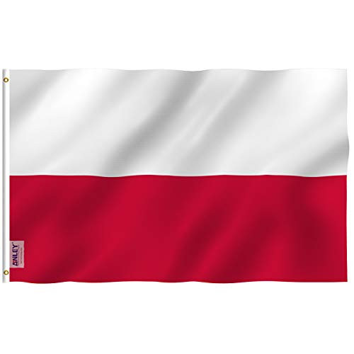 Anley Fly Breeze 3x5 Foot Poland Flag - Vivid Color and UV Fade Resistant - Canvas Header and Double Stitched - Republic of Poland Flags Polyester with Brass Grommets 3 X 5 Ft
