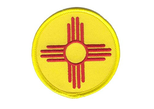 Strange Cargo New Mexico State Flag Round Embroidered Patch 2.5" Diameter | Heat Adhesive Back