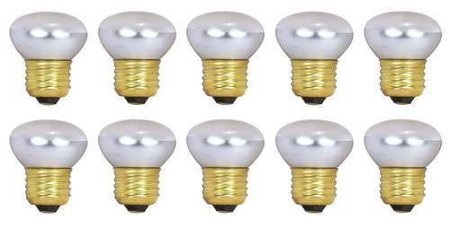 Pack Of 10 40R14 Short Neck 40 Watt E26 Medium Base Reflector R14 Incandescent Light Bulb