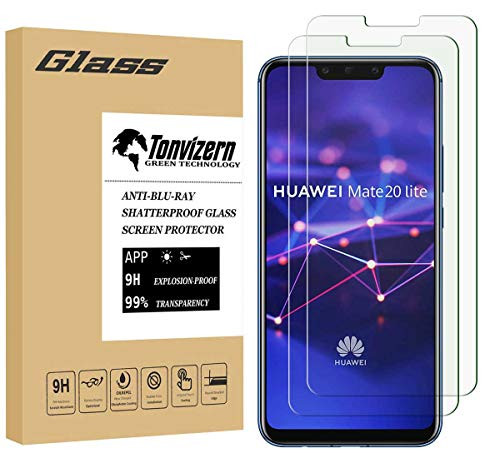 [2-Pack] Tonvizern Compatible for Huawei (Mate 20 Lite) Tempered Glass Screen Protector,0.26mm 9H Hardness Glass Screen Protector
